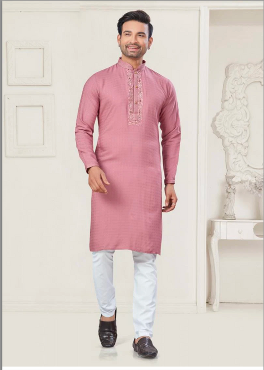 Matrut | Pure Weave Light Pink Kurta Set