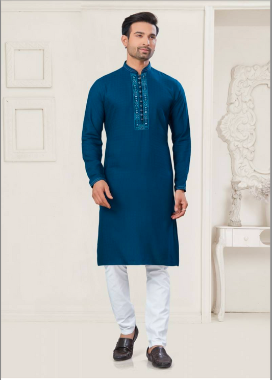 Matrut | Pure Weave Dark Blue Kurta Set