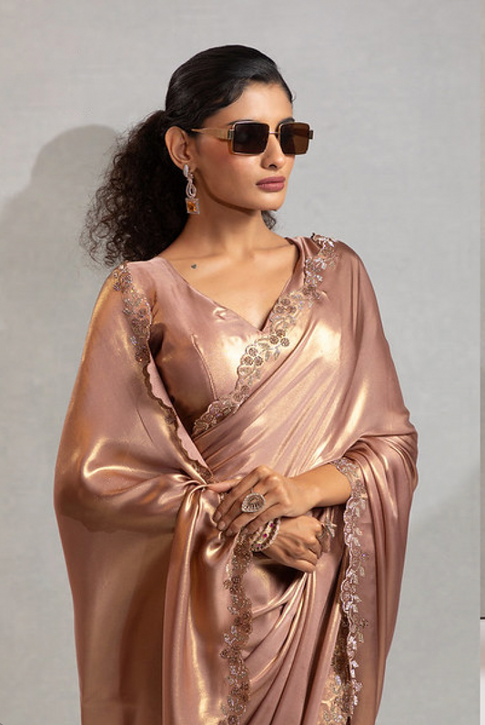 Matrut | Glow Rusty Peach Saree