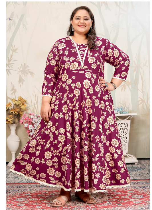 Matrut | Joyous Wine Floral Long Dress