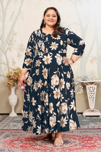 Matrut | Joyous Navy Floral Long Dress