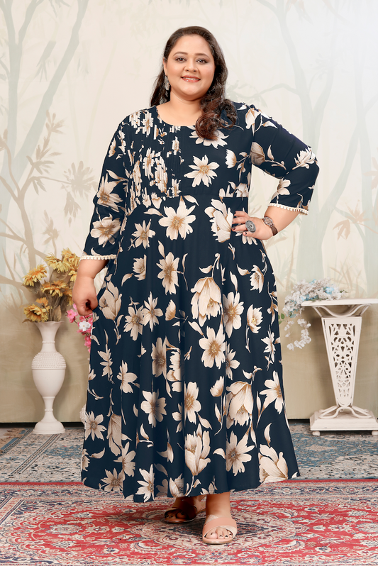 Matrut | Joyous Navy Floral Long Dress