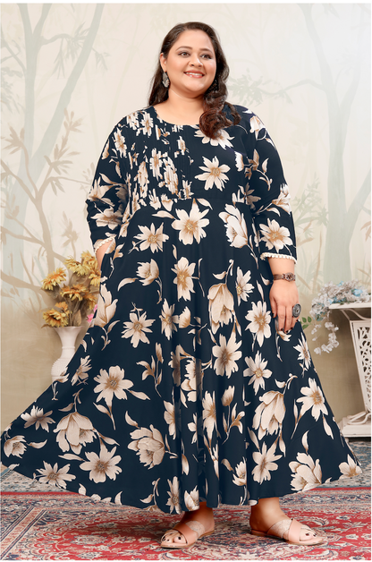 Matrut | Joyous Navy Floral Long Dress