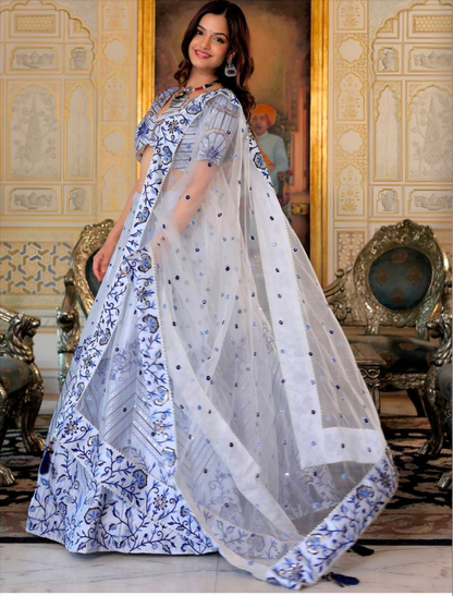 Matrut | Aayna Light Grey Lehenga