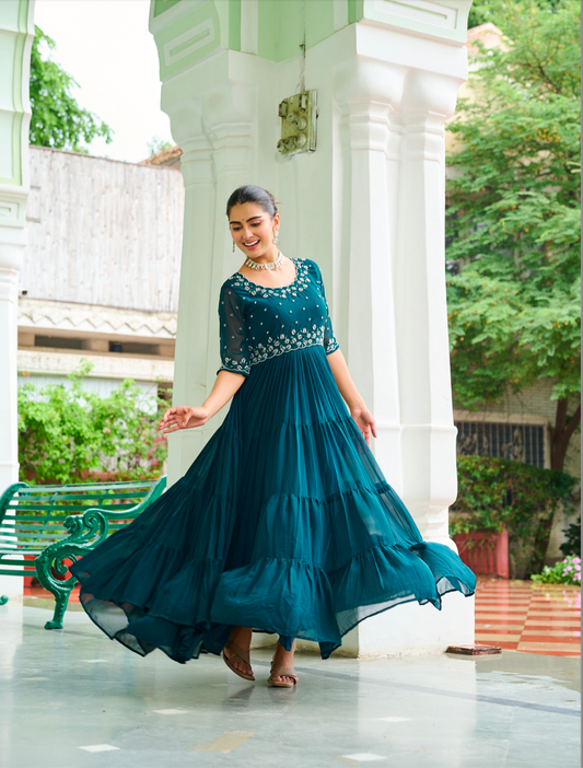 Matrut | Mausam Teal Blue Gown