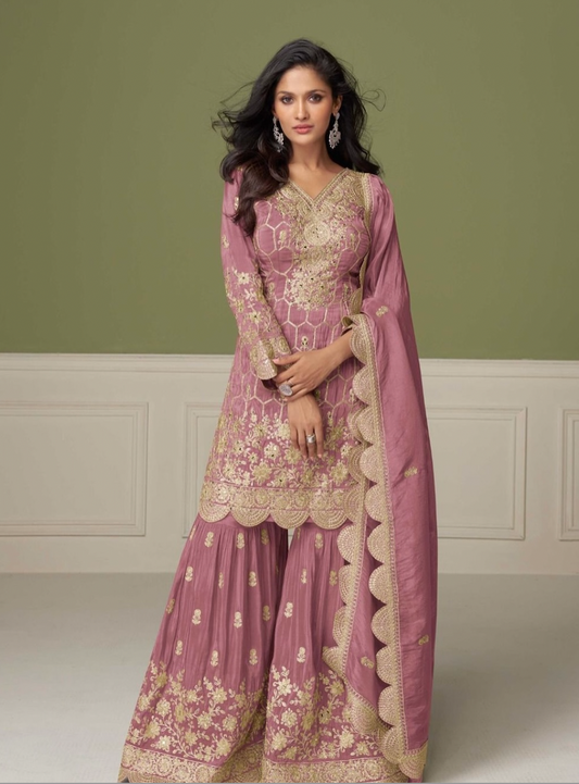Matrut  | Aleena Pink Sharara Suit