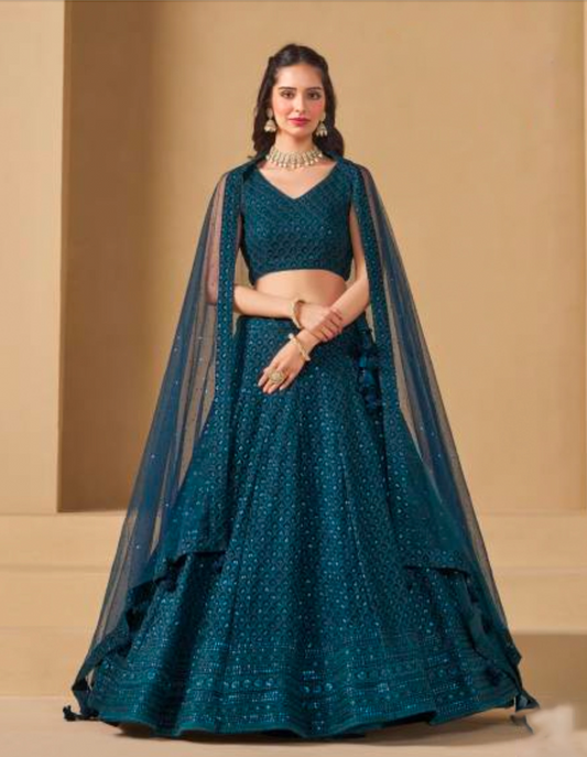 Matrut | Florance Teal Blue Lehenga