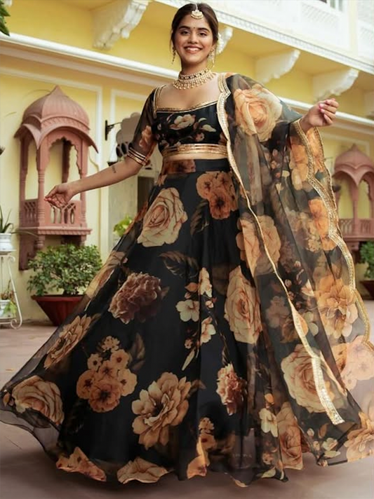 Matrut | Darling Black Floral Lehenga