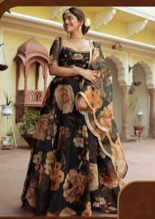 Matrut | Darling Black Floral Lehenga