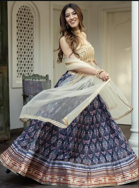 Matrut | Darling Cream-Blue Lehenga