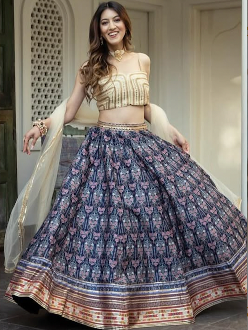 Matrut | Darling Cream-Blue Lehenga