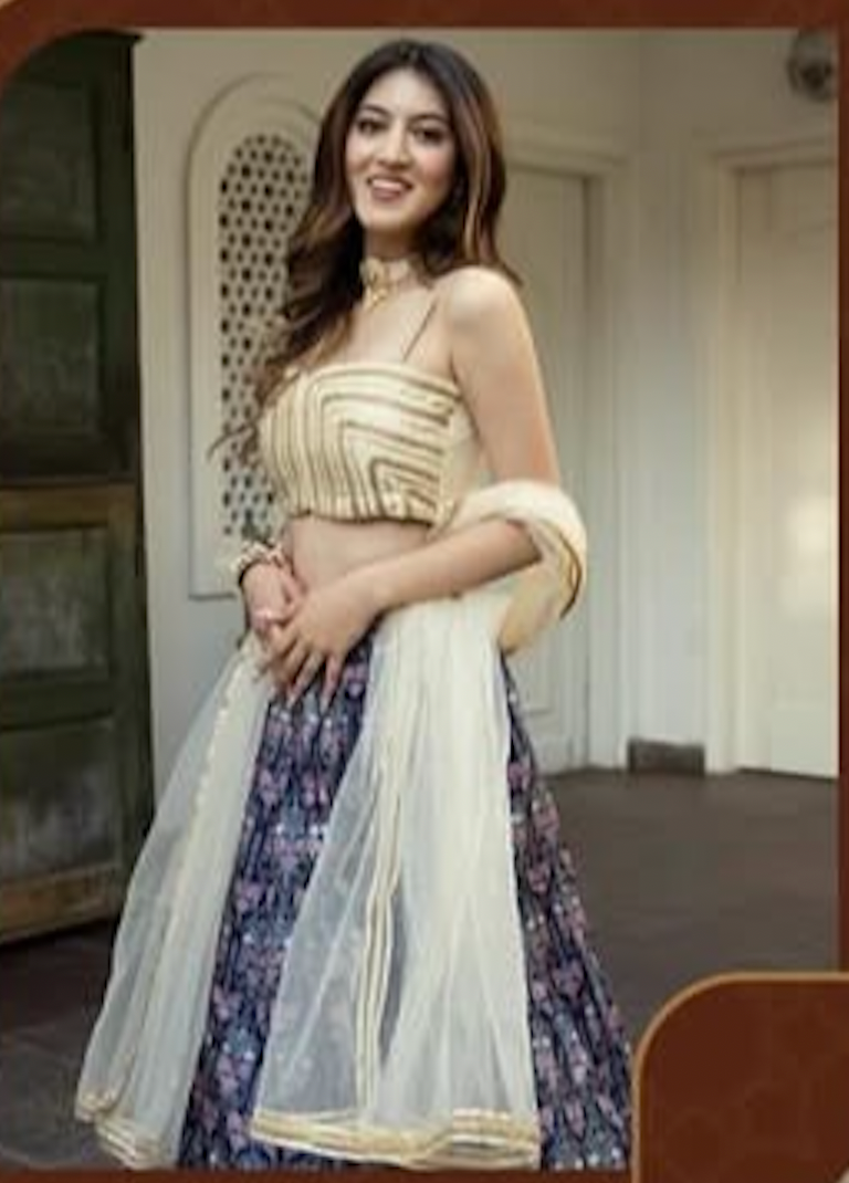 Matrut | Darling Cream-Blue Lehenga