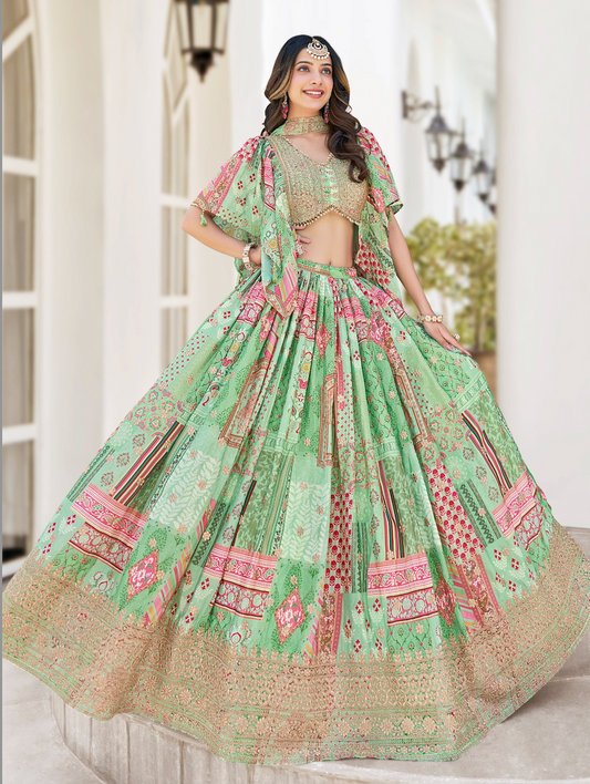 Matrut | Queen Pista Green Lehenga