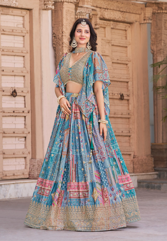 Matrut | Queen Sky Blue Lehenga