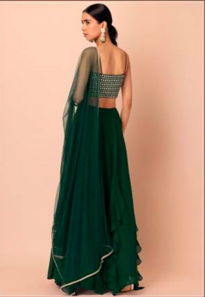 Matrut | Sunehri Glam Green Lehenga Set