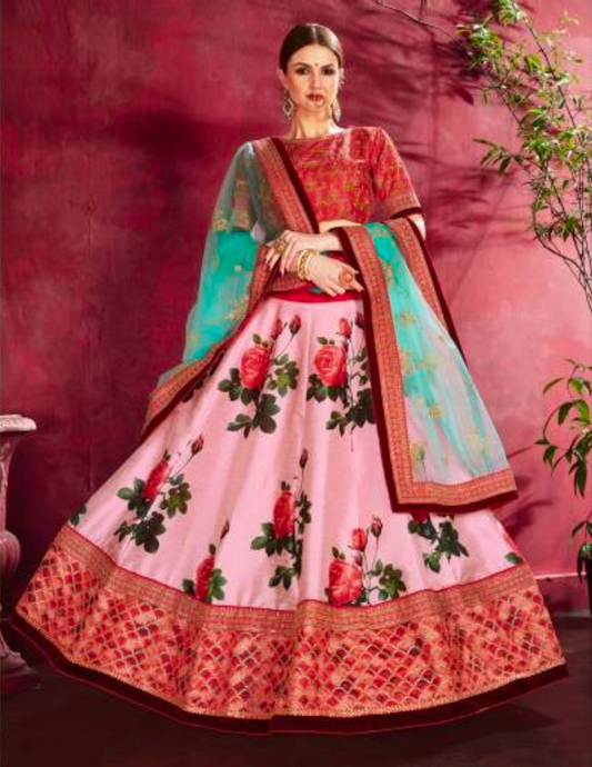 Matrut | Carnations Rose Pink Lehenga