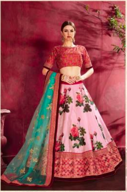 Matrut | Carnations Rose Pink Lehenga