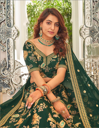 Matrut | Cultural Dark Green Lehenga
