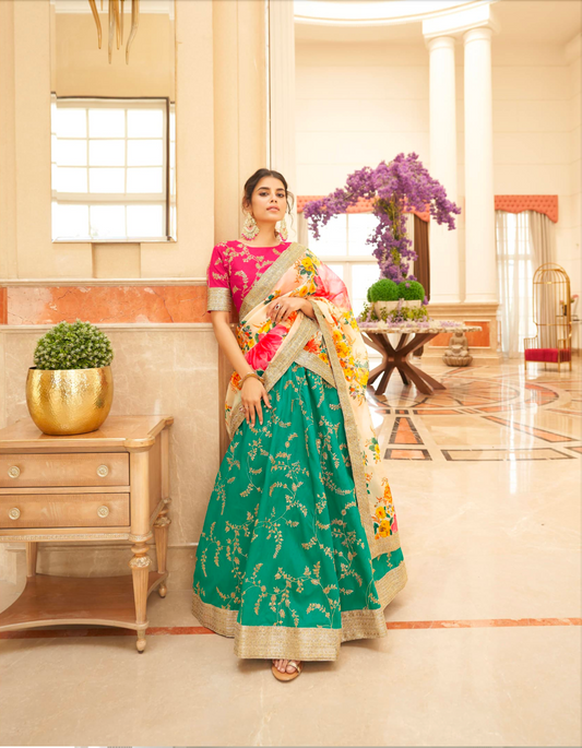 Matrut | Cultural Green-White Lehenga
