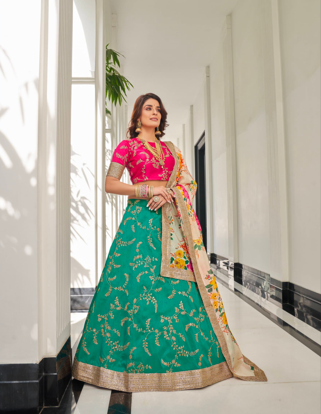 Matrut | Cultural Green-White Lehenga