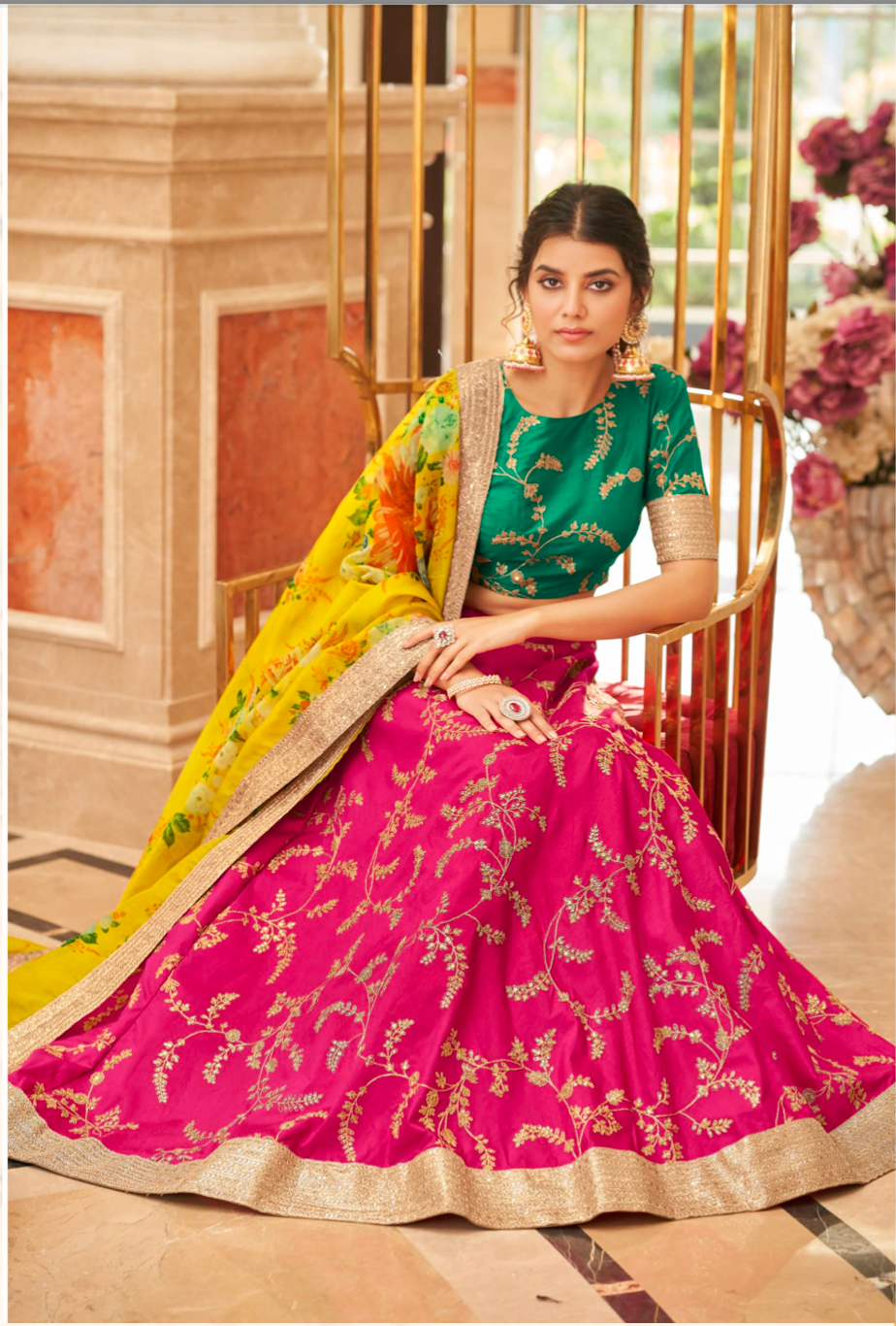 Matrut | Cultural Pink-Yellow Lehenga