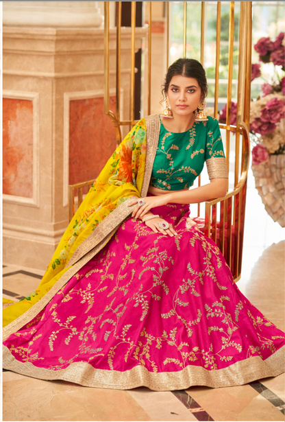 Matrut | Cultural Pink-Yellow Lehenga