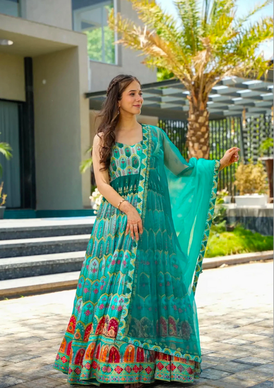 Matrut | Blush & Bold Blue Multicolor Gown