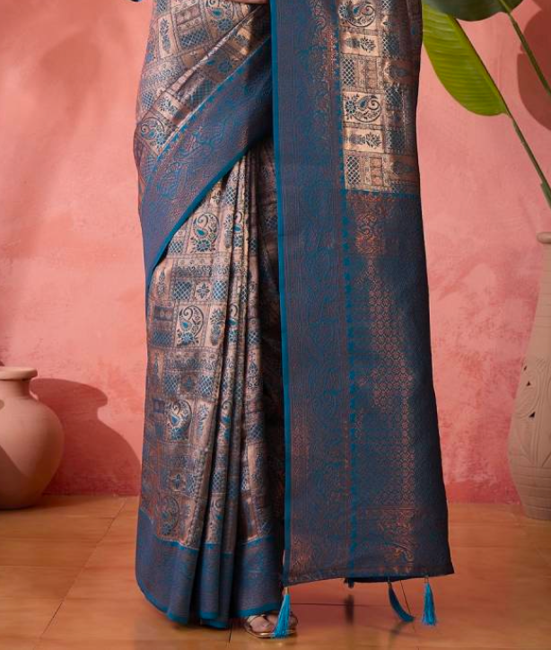 Matrut | Saral Peacock Blue Saree