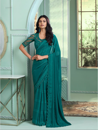 Matrut | Ehsaas Teal Blue Saree