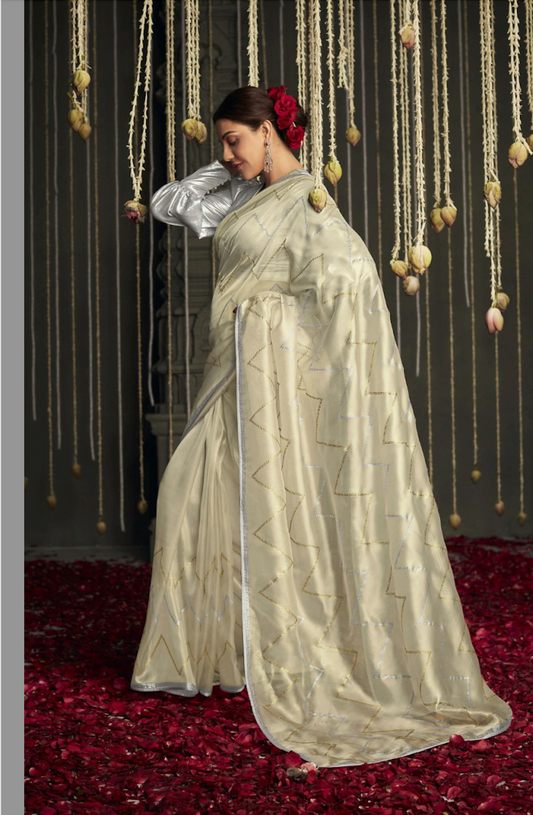 Matrut | Hit Volume Beige-Silver Saree