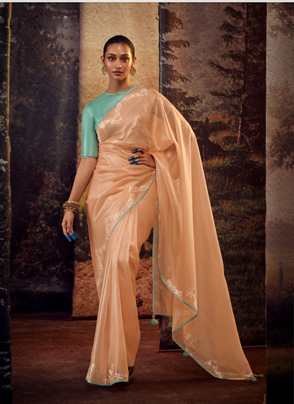 Matrut | Hit Volume Peach-Sea Green Saree