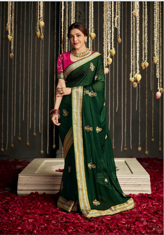 Matrut | Hit Volume Green-Pink Saree
