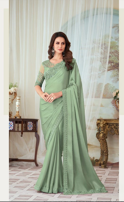Matrut | Shehnai Mint Green Saree