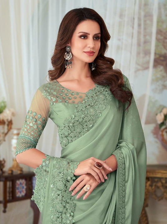 Matrut | Shehnai Mint Green Saree