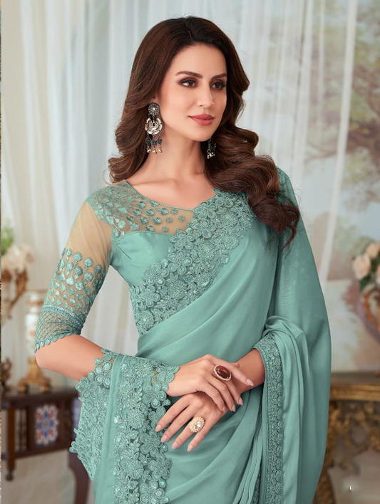 Matrut | Shehnai Sea Green Saree