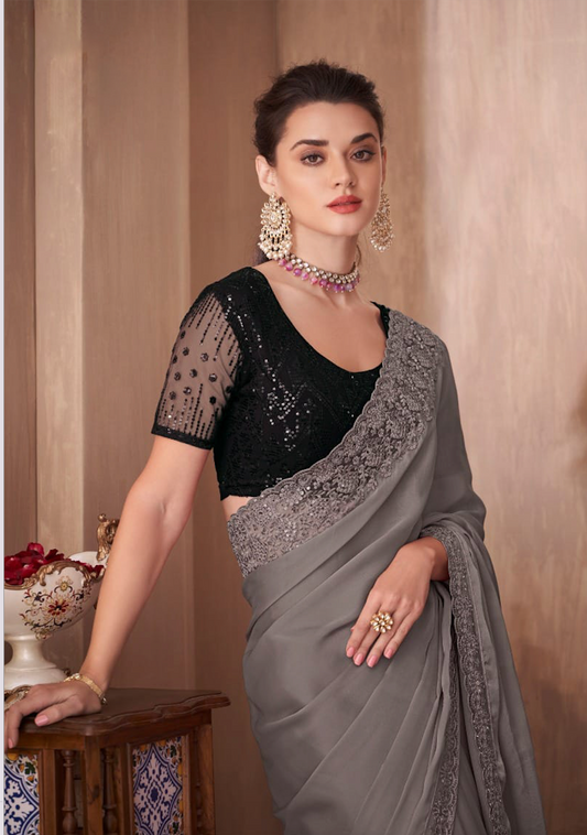 Matrut | Shama Taupe Saree