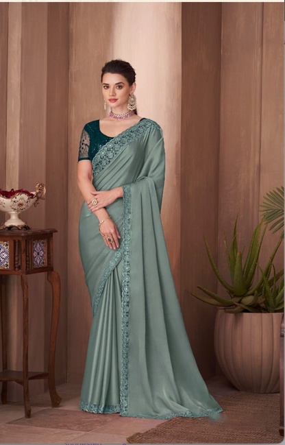Matrut | Shama Seafoam Blue Saree