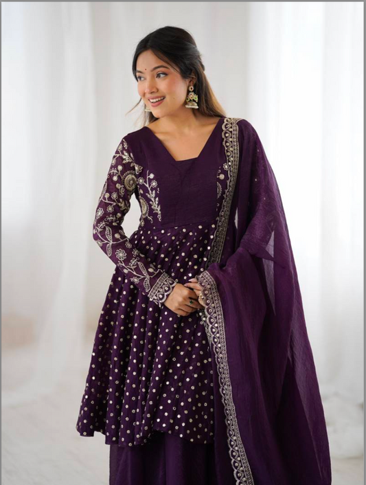 Matrut | Ruhi Wine Anarkali Suit