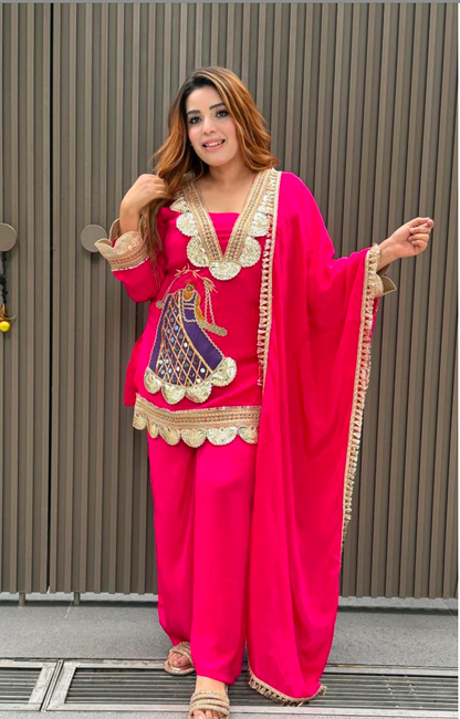 Matrut  | Resham Kraft Pink Palazzo Suit