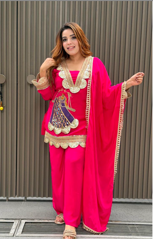 Matrut  | Resham Kraft Pink Palazzo Suit