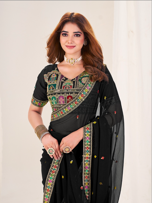 Matrut | Shubh Black Saree