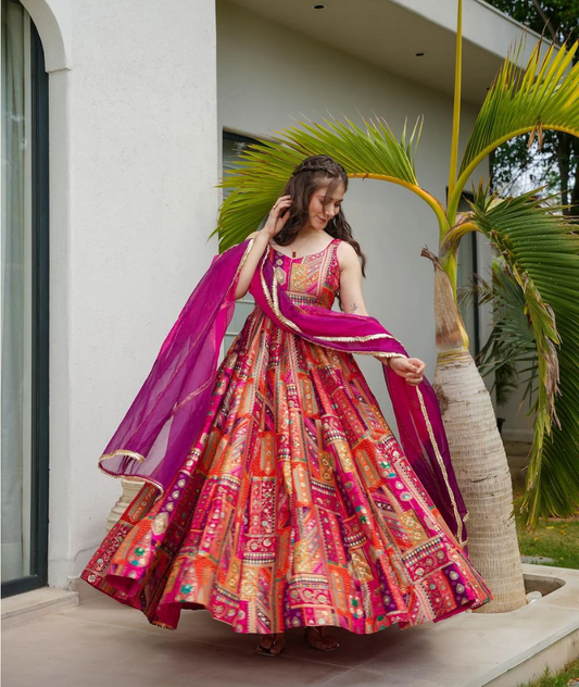 Matrut | Blush & Bold Wine Multicolor Gown