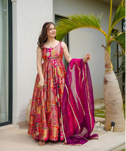 Matrut | Blush & Bold Wine Multicolor Gown