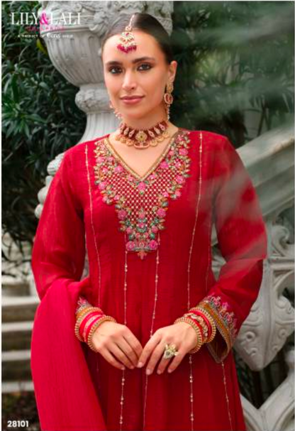 Matrut  | Karwa Red Anarkali Suit
