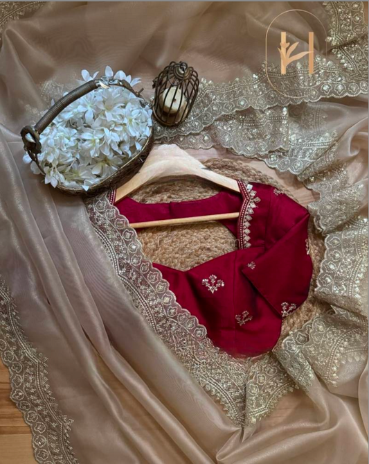 Matrut | Chashni Taupe-Gold Saree