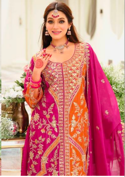 Matrut | Vihara Pink-Orange Straight Suit