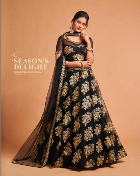 Matrut | Neo Romantic Black Gold Lehenga
