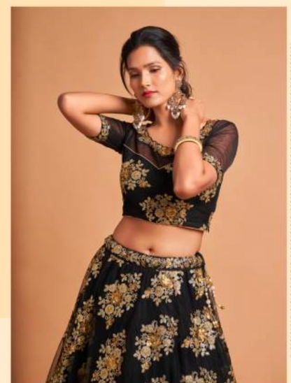 Matrut | Neo Romantic Black Gold Lehenga