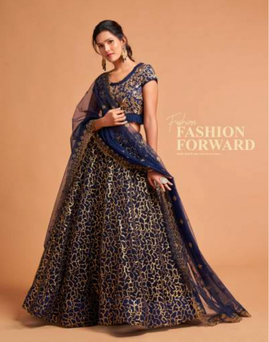Matrut | Neo Romantic Navy Blue Lehenga