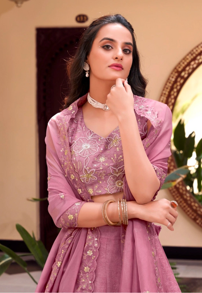 Matrut |  Khoobsoorat Mauve Lehenga